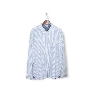 Carbon 2 Cobalt L/S Striped Shirt Men's XXL Blue & White w/ Metal Buttons